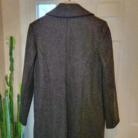 Levine Classics Gorgeous Dark Grey 100% Wool Long Trench Coat, Size 14 RN38843 - Picture 11 of 12